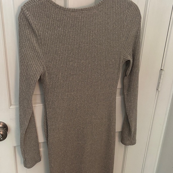SHEIN Long Sleeve Knotted Dress in Taupe - Picture 7 of 7